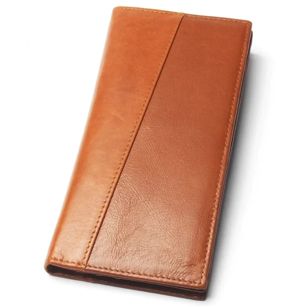 Men Brown Stitching Style  Genuine Leather Long Wallet Men s Long Credit Card Travel Wallet