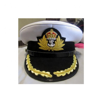 ROYAL NAVY OFFICERS HAT CAP CAPTAIN RANK WHITE NEW KING CROWN BADGE